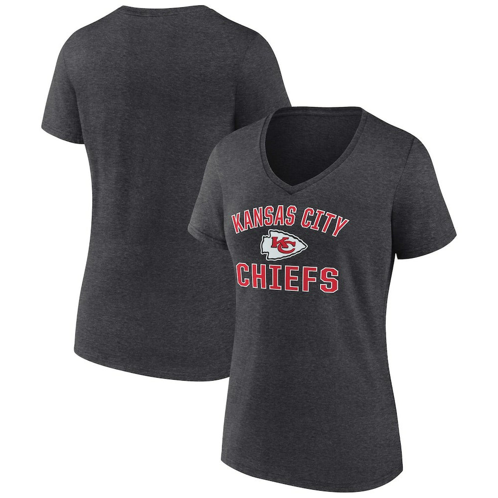 Kansas City Chiefs Women's Victory Arch Team V-Neck T-Shirt - Charcoal - NFL