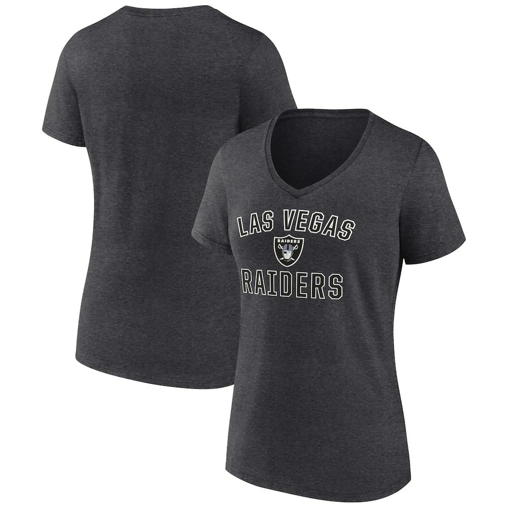 Las Vegas Raiders Women's Victory Arch Team V-Neck T-Shirt - Charcoal - NFL