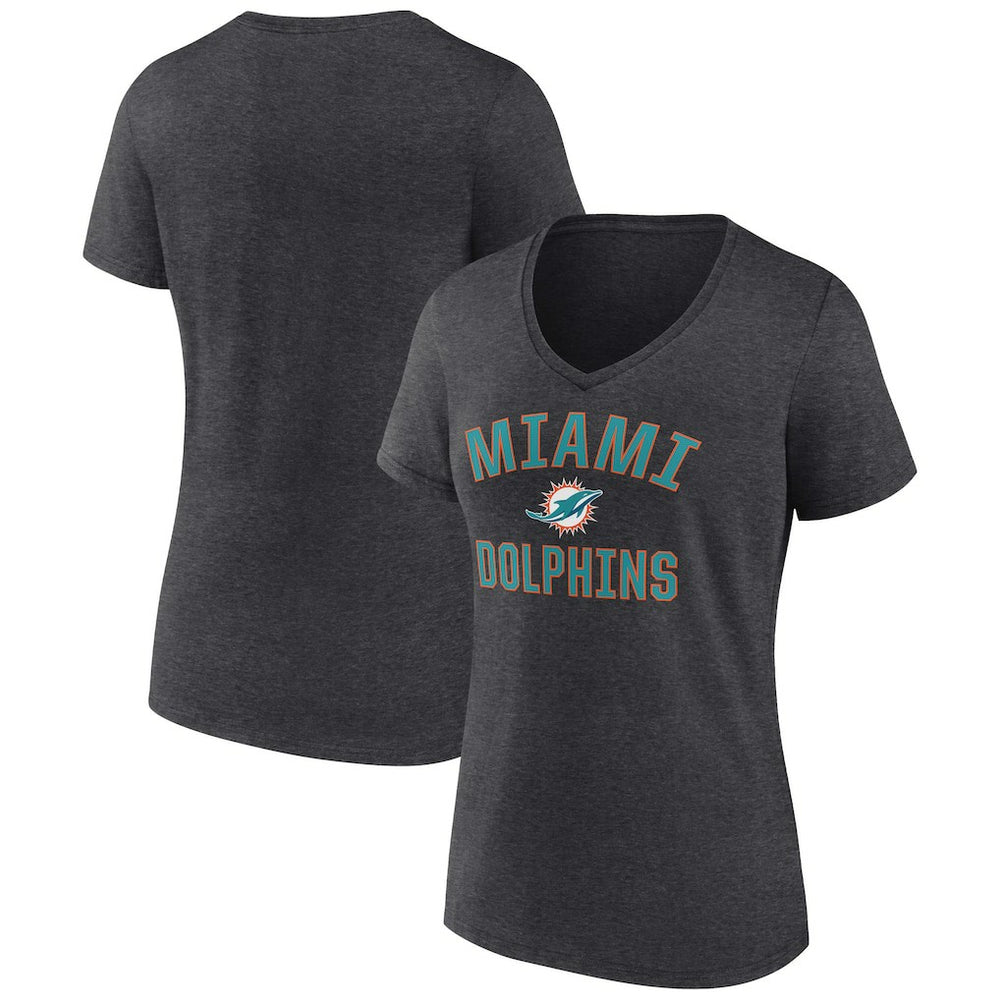Miami Dolphins Women's Victory Arch Team V-Neck T-Shirt - Charcoal - NFL