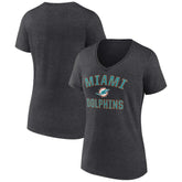 Miami Dolphins Women's Victory Arch Team V-Neck T-Shirt - Charcoal - NFL