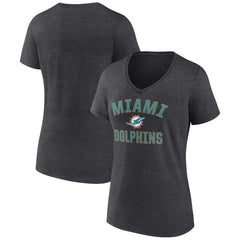 Miami Dolphins Women's Victory Arch Team V-Neck T-Shirt - Charcoal - NFL