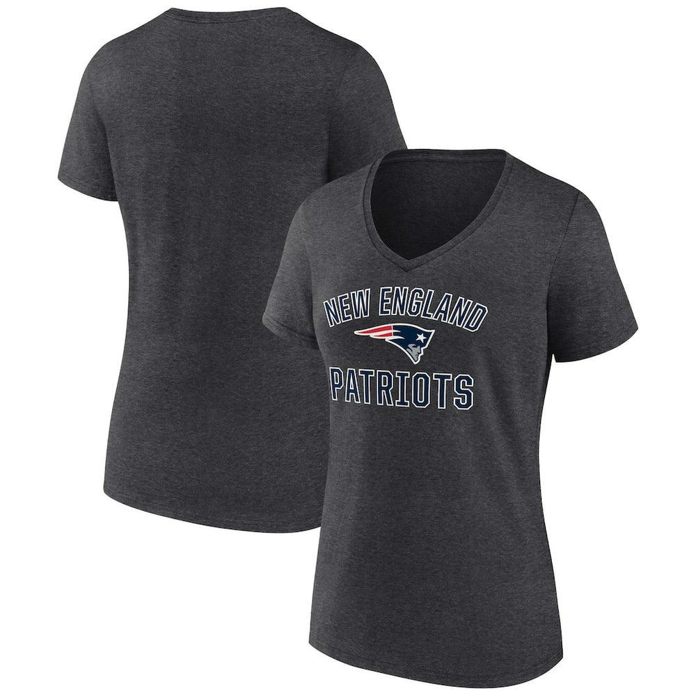 New England Patriots Women's Victory Arch Team V-Neck T-Shirt - Charcoal - NFL