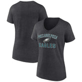 Philadelphia Eagles Women's Victory Arch Team V-Neck T-Shirt - Charcoal - NFL