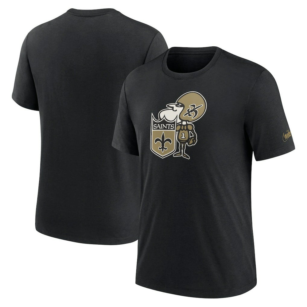 New Orleans Saints Rewind Logo Tri-Blend T-Shirt - Black - Nike