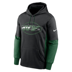 New York Jets Color Block Fleece Performance Pullover Hoodie - Black - Nike