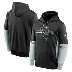 Las Vegas Raiders Color Block Fleece Performance Pullover Hoodie - Black - Nike