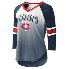 Minnesota Twins G-III 4Her by Carl Banks Women's Lead-Off Raglan 3/4-Sleeve V-Neck T-Shirt Outlet