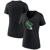 Milwaukee Bucks Women's Alternate Logo V-Neck T-Shirt Black
