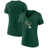 Milwaukee Bucks Women's Alternate Logo V-Neck T-Shirt Green