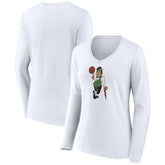 Boston Celtics Women's Alternate Logo V-Neck Long Sleeve T-Shirt White