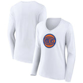 New York Knicks Women's Alternate Logo V-Neck Long Sleeve T-Shirt White