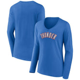 Oklahoma City Thunder Women's Alternate Logo V-Neck Long Sleeve T-Shirt Blue