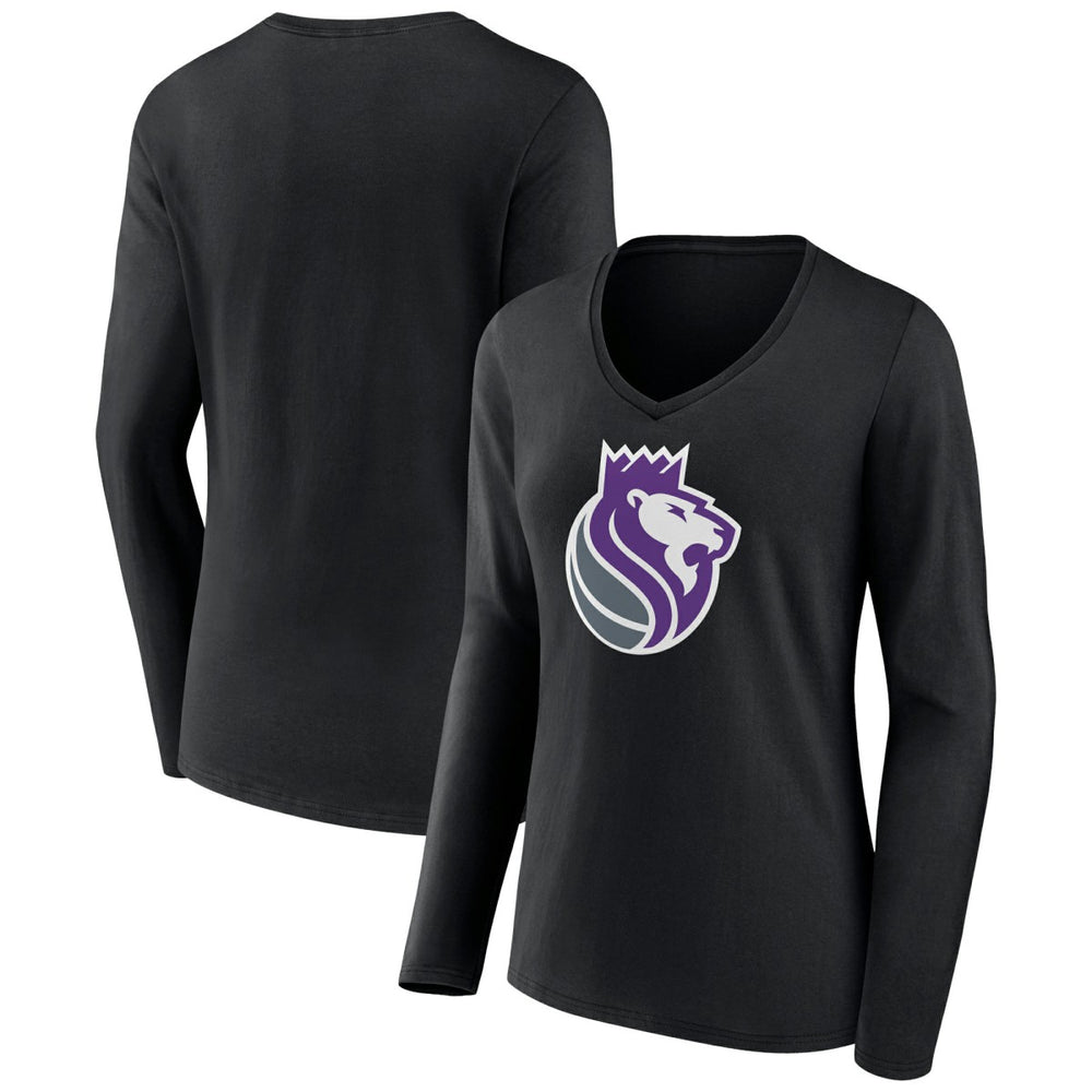 Sacramento Kings Women's Alternate Logo V-Neck Long Sleeve T-Shirt Black