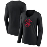 Toronto Raptors Women's Alternate Logo V-Neck Long Sleeve T-Shirt Black