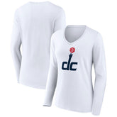 Washington Wizards Women's Alternate Logo V-Neck Long Sleeve T-Shirt White
