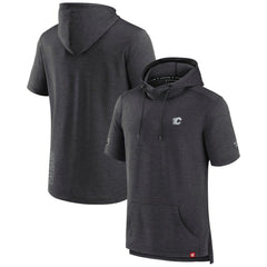 Calgary Flames Fanatics Authentic Pro Short Sleeve Pullover Hoodie - Heather Charcoal | Fanatics sale