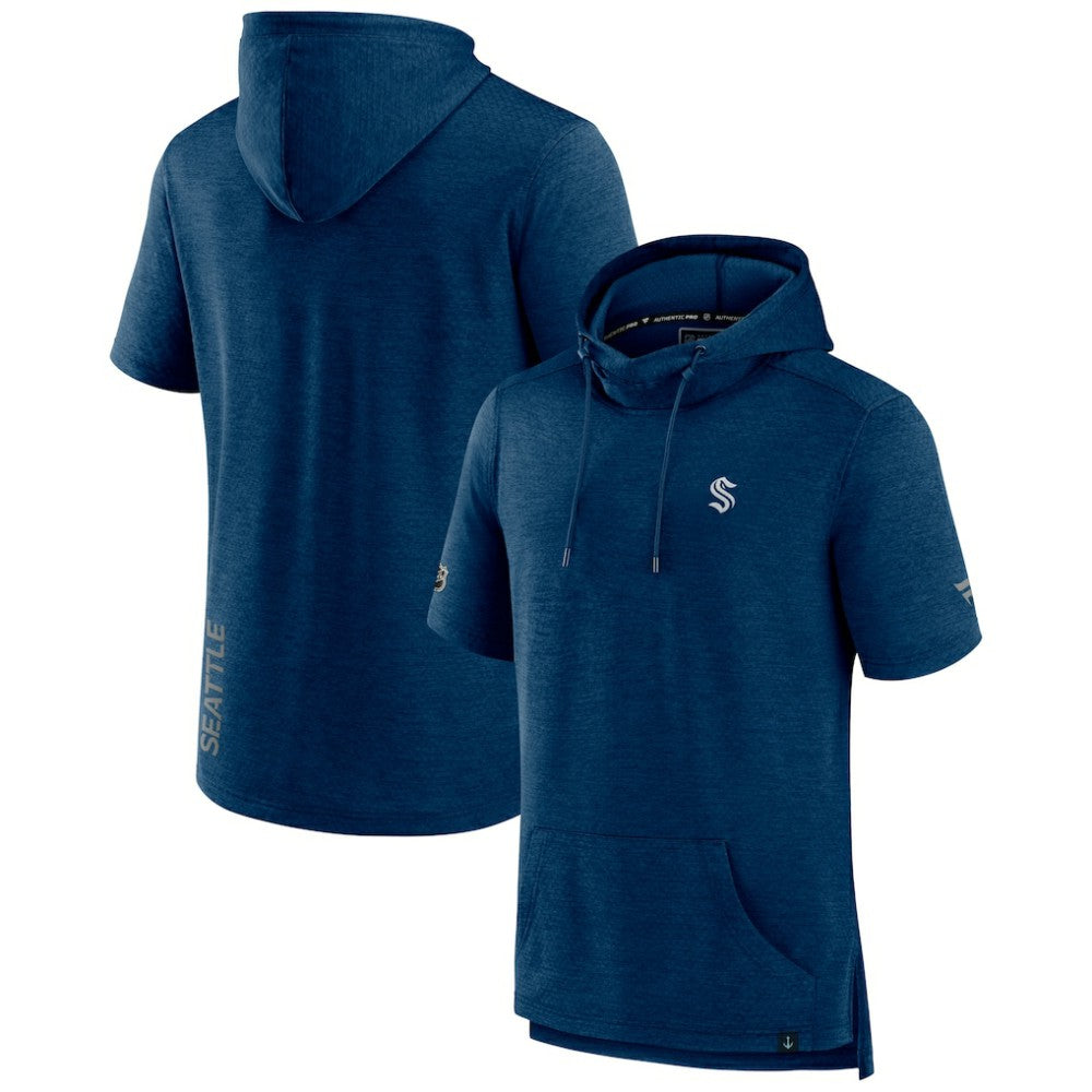 Seattle Kraken Fanatics Authentic Pro Short Sleeve Pullover Hoodie - Heather Navy | Fanatics Clearance