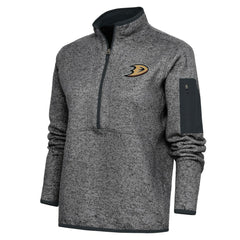 Anaheim Ducks Antigua Women's Team Logo Fortune Quarter-Zip Jacket - Heather Charcoal | NHL Lifestyle