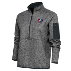 Columbus Blue Jackets Antigua Women's Team Logo Fortune Quarter-Zip Jacket - Heather Charcoal | NHL sale