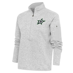 Dallas Stars Antigua Women's Team Logo Fortune Quarter-Zip Jacket - Heather Gray | NHL Clearance