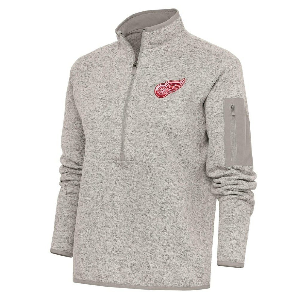 Detroit Red Wings Antigua Women's Team Logo Fortune Quarter-Zip Jacket - Oatmeal | NHL near me
