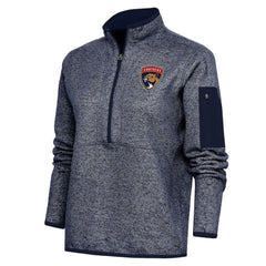 Florida Panthers Antigua Women's Team Logo Fortune Quarter-Zip Jacket - Heather Navy | NHL Lifestyle