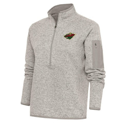 Minnesota Wild Antigua Women's Team Logo Fortune Quarter-Zip Jacket - Oatmeal | NHL discount