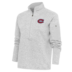 Montreal Canadiens Antigua Women's Team Logo Fortune Quarter-Zip Jacket - Heather Gray | NHL on sale