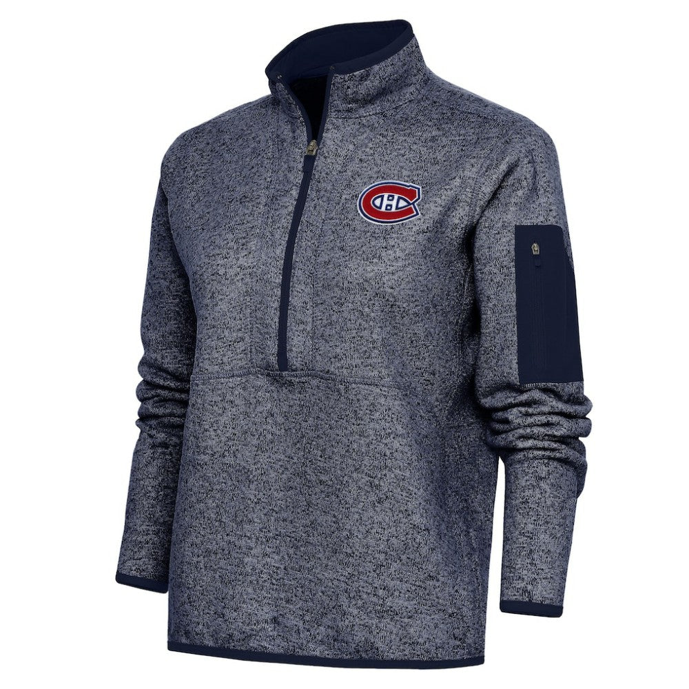 Montreal Canadiens Antigua Women's Team Logo Fortune Quarter-Zip Jacket - Heather Navy | NHL on sale