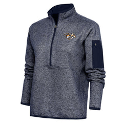 Nashville Predators Antigua Women's Team Logo Fortune Quarter-Zip Jacket - Heather Navy | NHL on sale