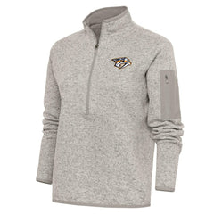 Nashville Predators Antigua Women's Team Logo Fortune Quarter-Zip Jacket - Oatmeal | NHL on sale