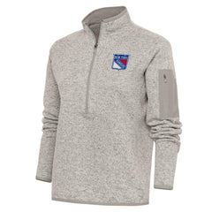 New York Rangers Antigua Women's Team Logo Fortune Quarter-Zip Jacket - Oatmeal | NHL on sale