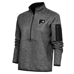 Philadelphia Flyers Antigua Women's Team Logo Fortune Quarter-Zip Jacket - Heather Black | NHL Lifestyle