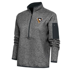Pittsburgh Penguins Antigua Women's Team Logo Fortune Quarter-Zip Jacket - Heather Charcoal | NHL near me