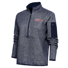 Washington Capitals Antigua Women's Team Logo Fortune Quarter-Zip Jacket - Heather Navy | NHL near me