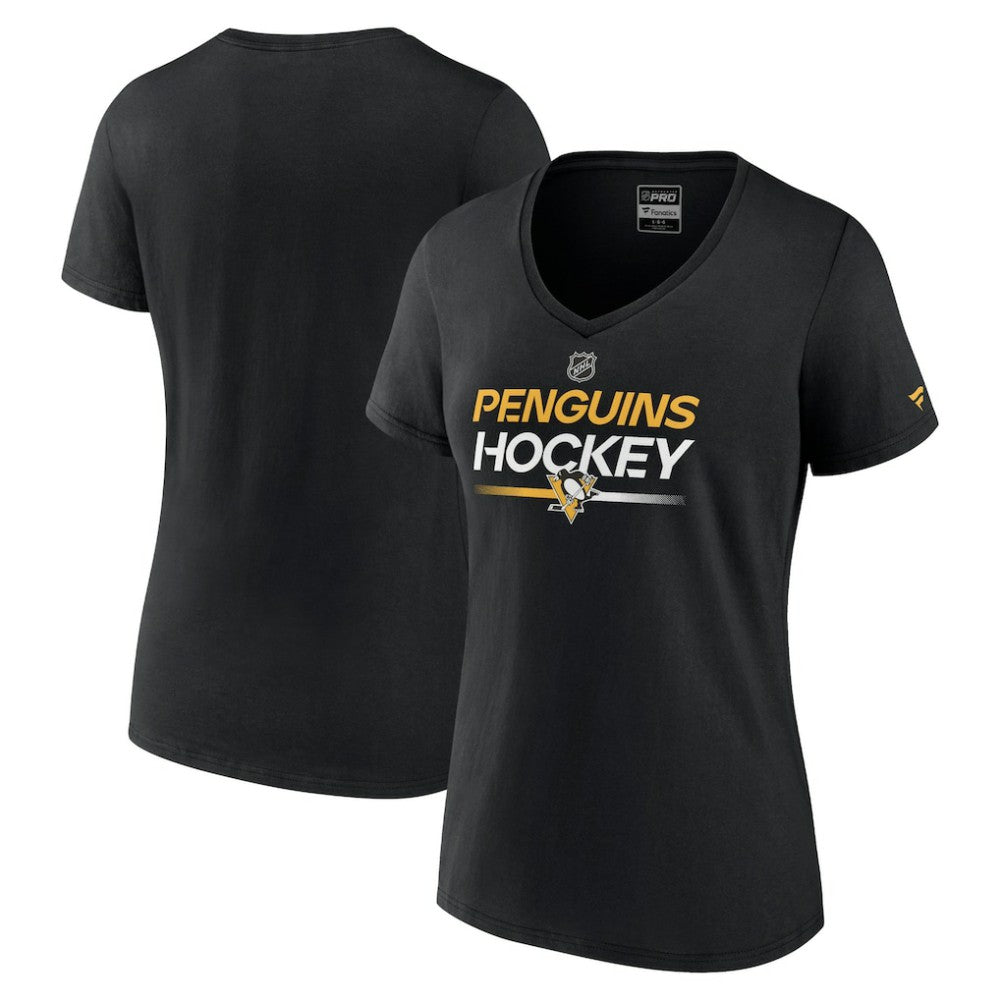 Pittsburgh Penguins Fanatics Women's Authentic Pro V-Neck T-Shirt - Black | Fanatics online