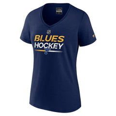 St. Louis Blues Fanatics Women's Authentic Pro V-Neck T-Shirt - Navy | Fanatics Lifestyle