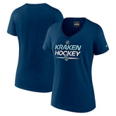 Seattle Kraken Fanatics Women's Authentic Pro V-Neck T-Shirt - Deep Sea Blue | Fanatics Lifestyle