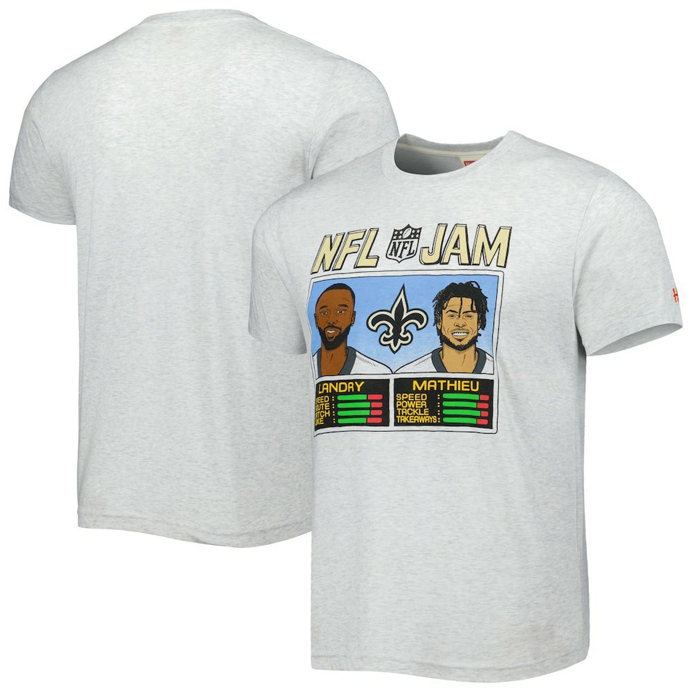Jarvis Landry & Tyrann Mathieu New Orleans Saints Homage Unisex NFL Jam Tri-Blend T-Shirt - Heather Gray - NFL