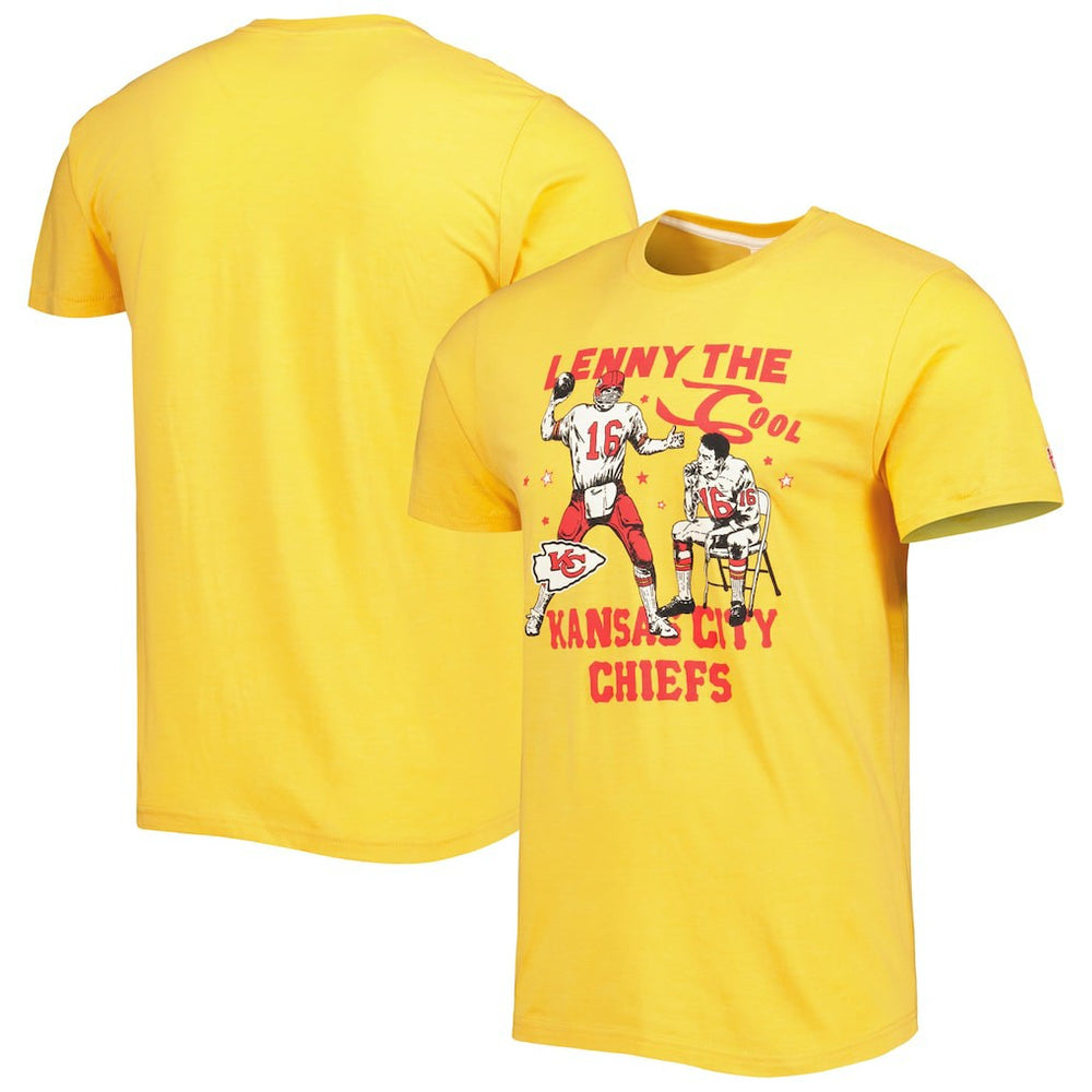 Len Dawson Kansas City Chiefs Homage Unisex Caricature Retired Player Tri-Blend T-Shirt - Gold - NFL