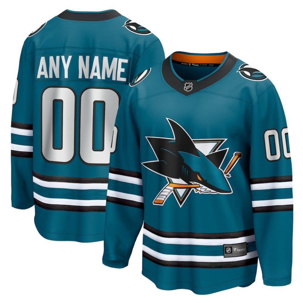 San Jose Sharks Fanatics Home Breakaway Custom Jersey - Teal | Fanatics near me
