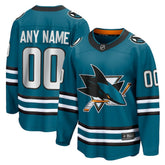 San Jose Sharks Fanatics Home Breakaway Custom Jersey - Teal | Fanatics near me