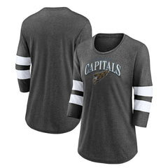 Washington Capitals Fanatics Women's Special Edition 2.0 Barn Burner 3/4 Sleeve T-Shirt - Heather Charcoal | Fanatics Clearance