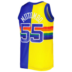 Mitchell & Ness Dikembe Mutombo Denver Nuggets Hardwood Classics 1991/92 Split Swingman Jersey Royal/Gold