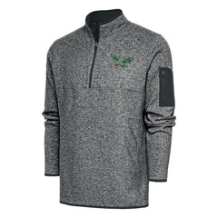 Philadelphia Eagles Antigua Throwback Fortune Quarter-Zip Pullover Jacket - Heather Charcoal - NFL