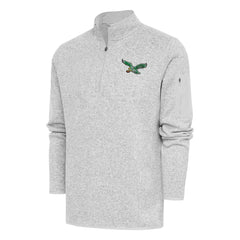 Philadelphia Eagles Antigua Throwback Fortune Quarter-Zip Pullover Jacket - Heather Gray - NFL