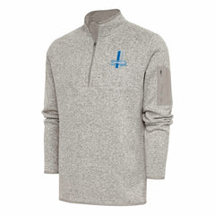 Detroit Lions Antigua Throwback Fortune Quarter-Zip Pullover Jacket - Oatmeal - NFL