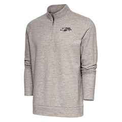 Cincinnati Bengals Antigua Team Logo Throwback Gambit Quarter-Zip Pullover Top - Oatmeal - NFL