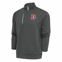Denver Broncos Antigua Team Logo Throwback Generation Quarter-Zip Pullover Top - Charcoal - NFL