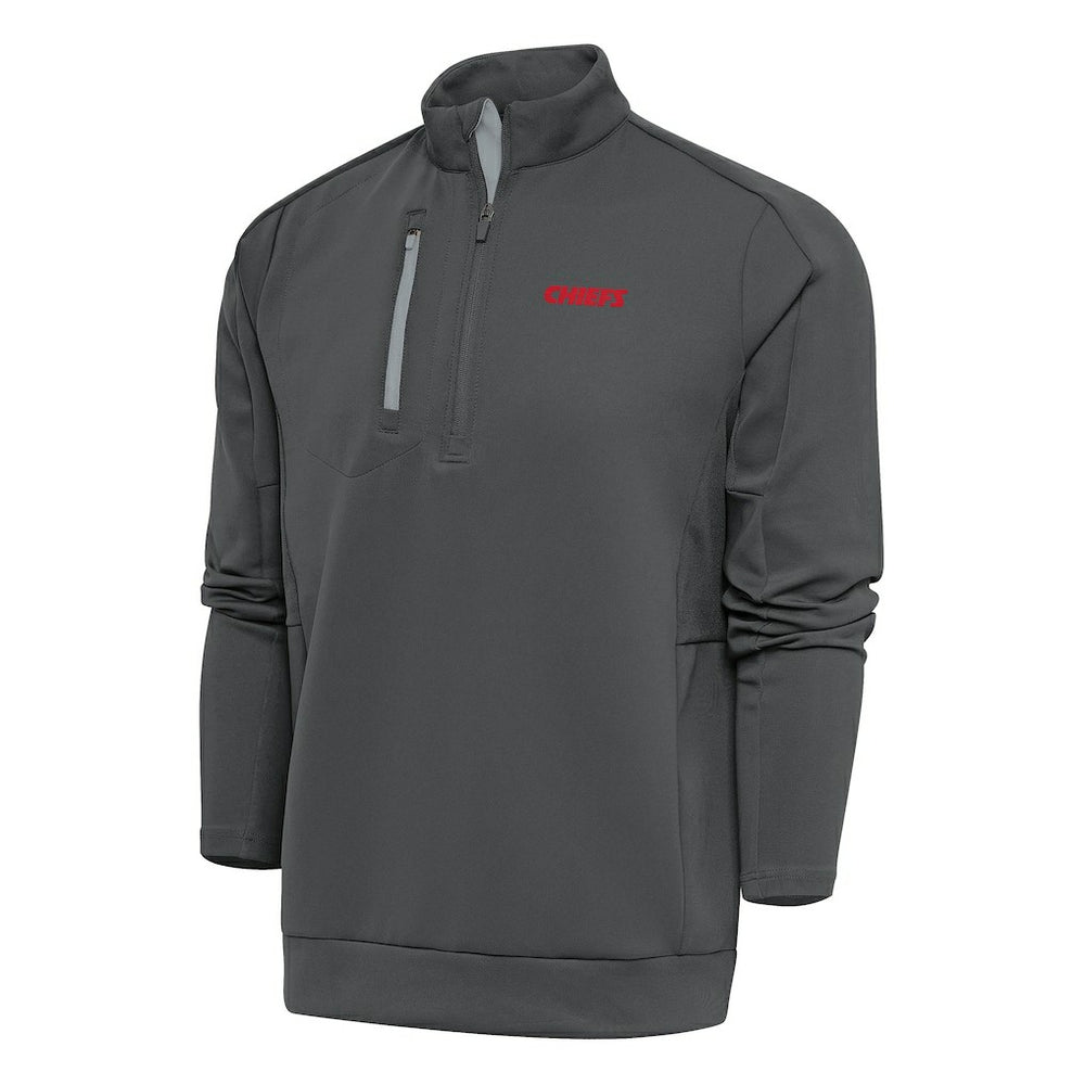 Kansas City Chiefs Antigua Team Logo Throwback Generation Quarter-Zip Pullover Top - Charcoal - NFL